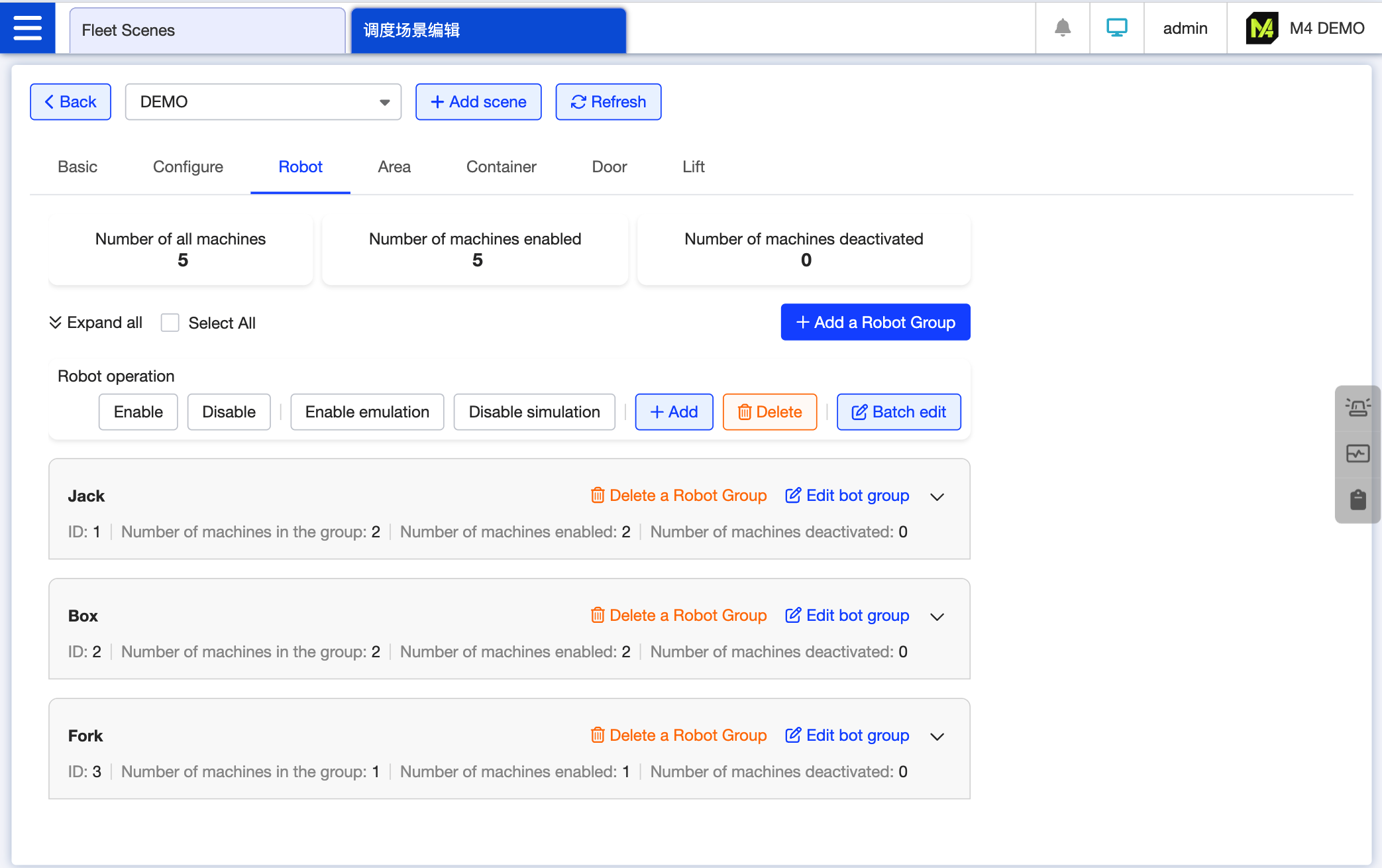 Robot Group Edit List Page